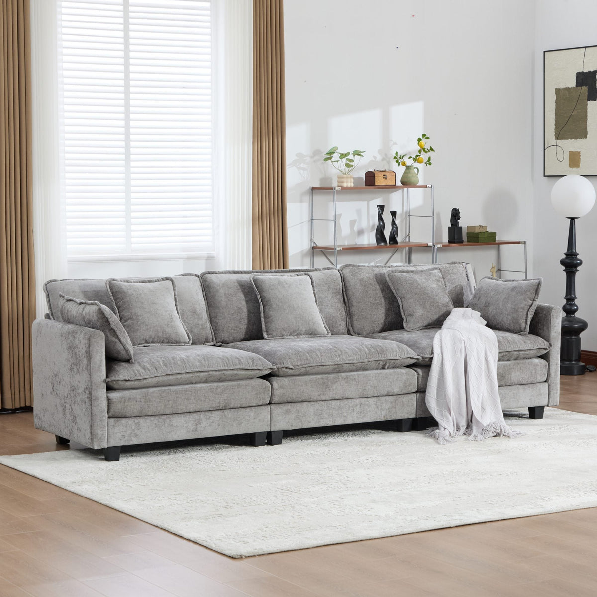 Plush Chenille Sectional Sofa