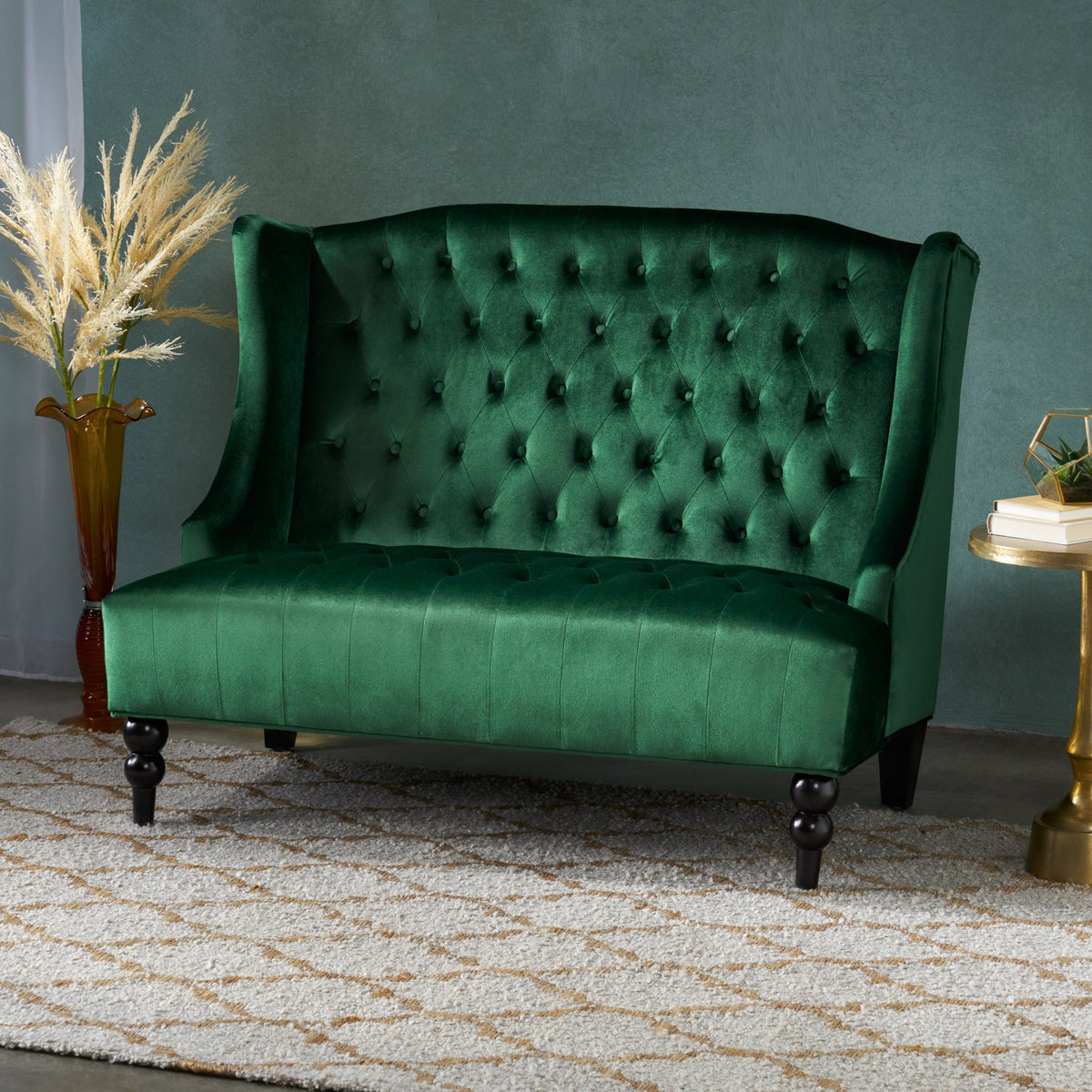 Emerald Velvet Loveseat