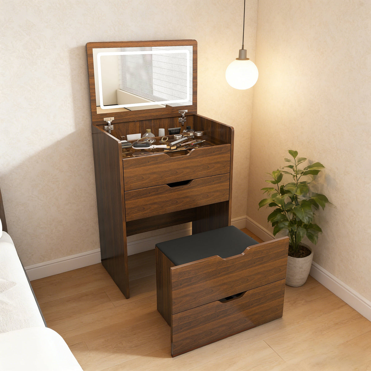 3 in 1 Vanity Walnut