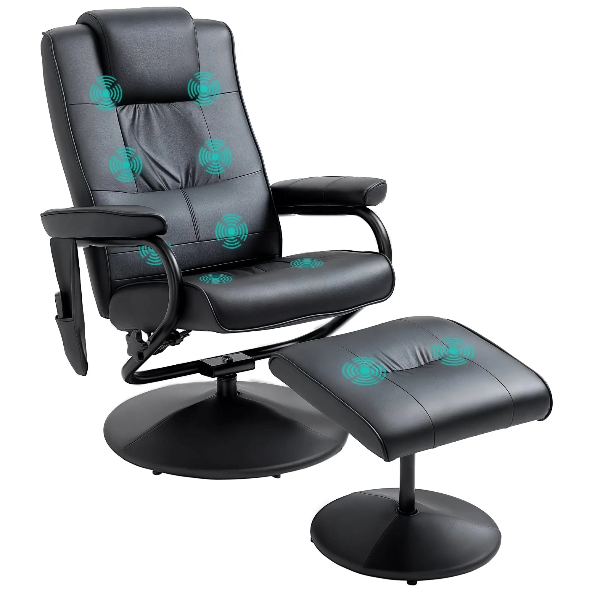 Swivel Massage Recliner Chair Footstool Black