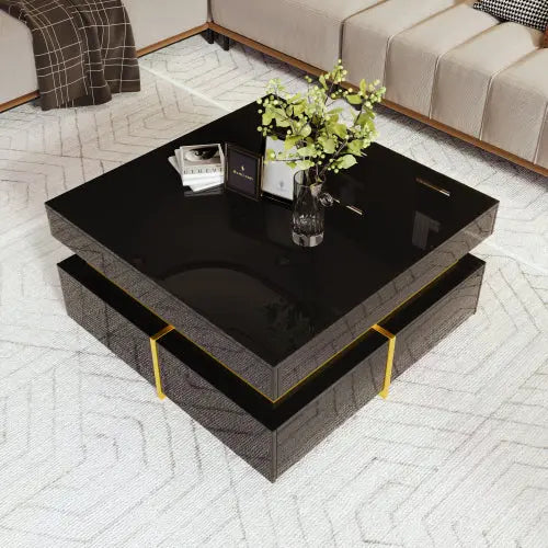 High Gloss Coffee Table Gold Accents