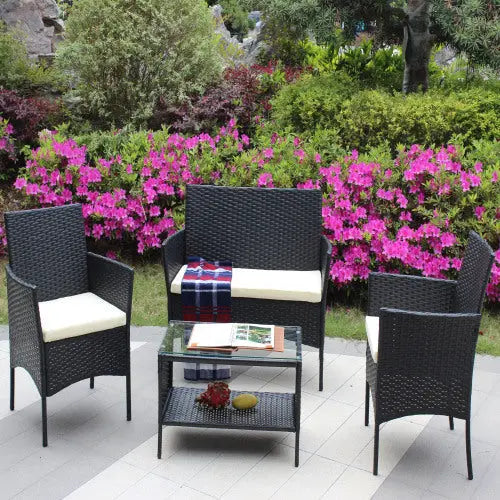 4 Piece Rattan Patio Set