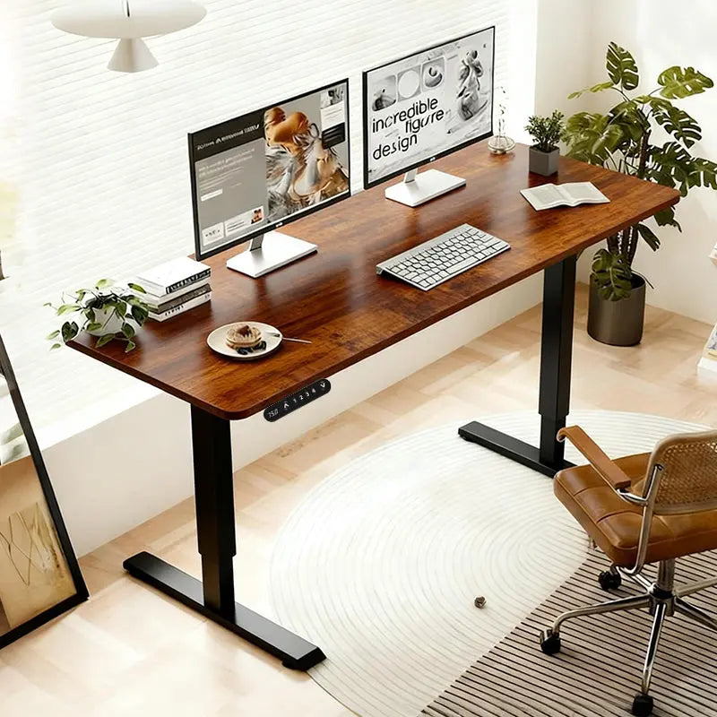 Electric Standing Desk 55in Brown Leopard