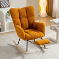 Caramel Teddy Fabric Rocking Chair with Adjustable Footstool
