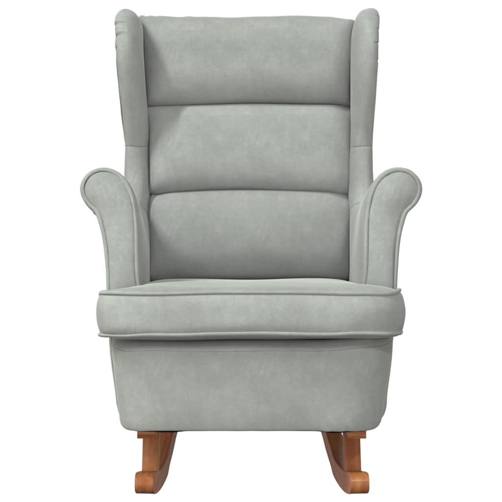 Velvet Wing Back Rocking Chair with Solid Wood Base
