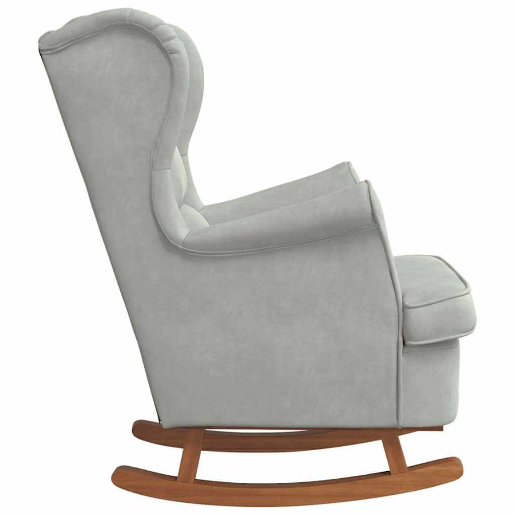 Velvet Wing Back Rocking Chair with Solid Wood Base
