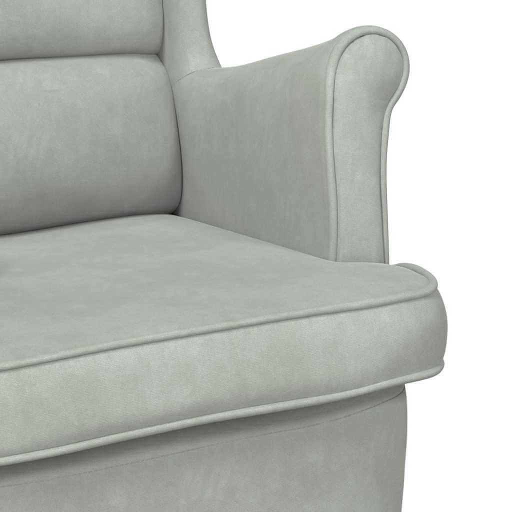 Velvet Wing Back Rocking Chair with Solid Wood Base