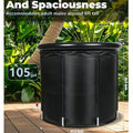 Black cold plunge tub with fitted cover on