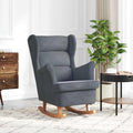 Velvet Wing Back Rocking Chair with Solid Wood Base