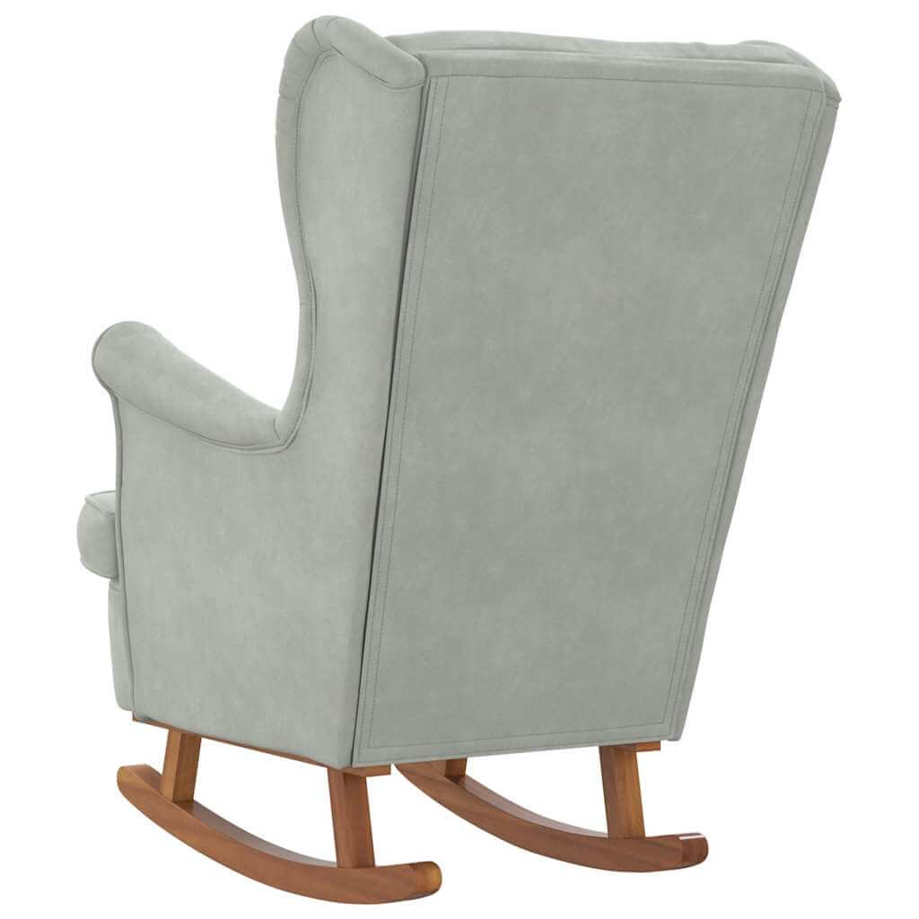 Velvet Wing Back Rocking Chair with Solid Wood Base
